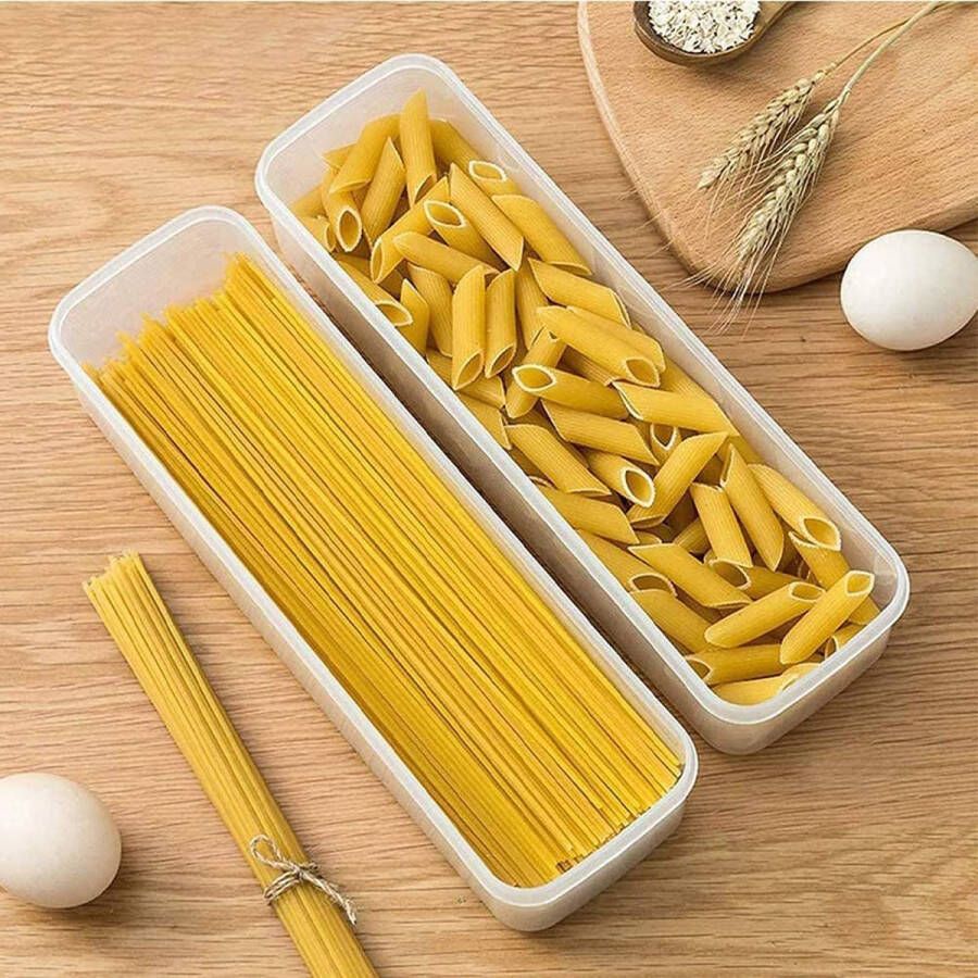 Kalsey 2 stuks spaghettipasta voedselopbergdoos voedselcontainers keukenvoedselopslagcontainers duurzame en stapelbare noedels containers met deksel voor granen pasta noedels (blauw)