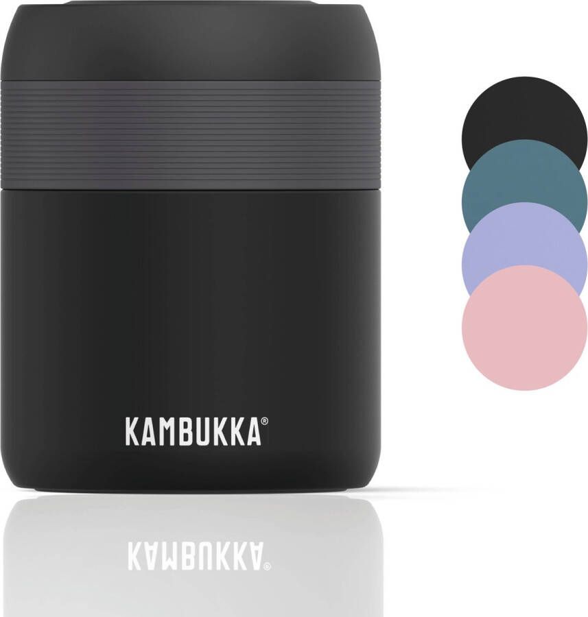 Kambukka Bora Lunchbox 600 ml Voedselcontainer houdt 9 uur warm & 100 % Lekvrij Yoghurt beker on the go Matte Black