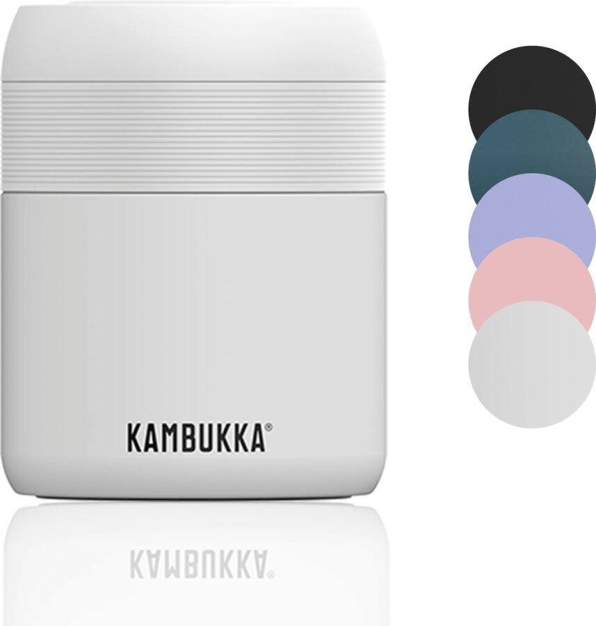 Kambukka Bora Lunchbox 600 ml Voedselcontainer houdt 9 uur warm & 100 % Lekvrij Yoghurt beker on the go Chalk White