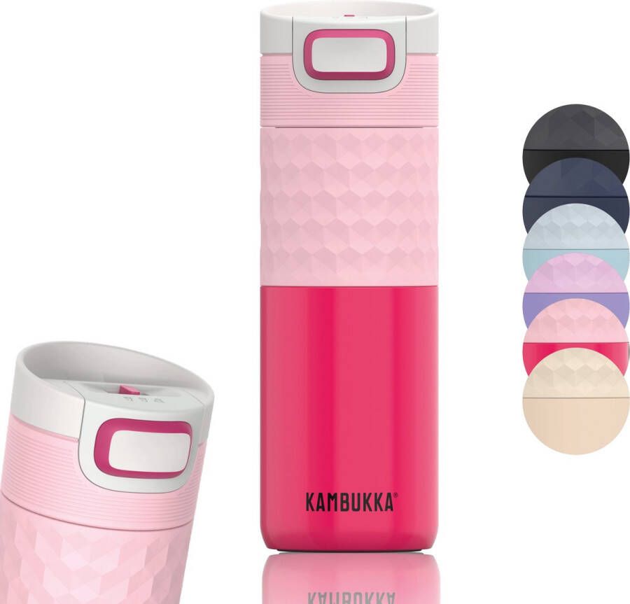 Kambukka Thermosbeker Koffiebeker 500 ml Lekvrij 9 uur warm thermosfles Etna Grip Diva Pink