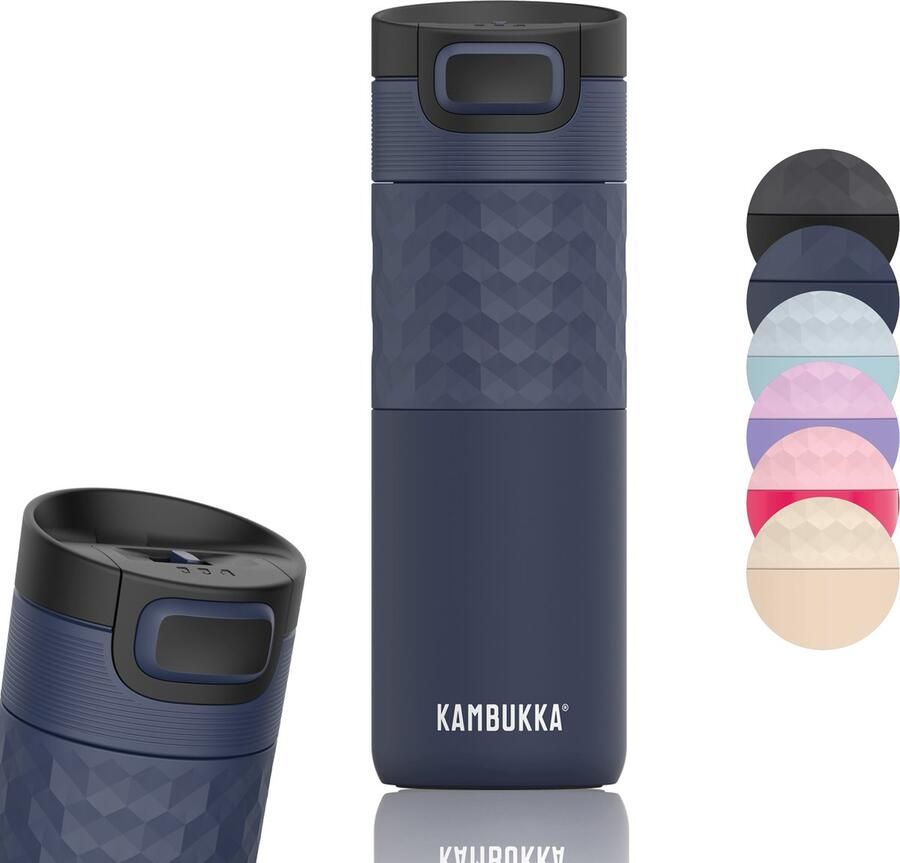 Kambukka Thermosbeker Etna Grip 500ml Denim Blue dubbelwandig met 3in1 deksel