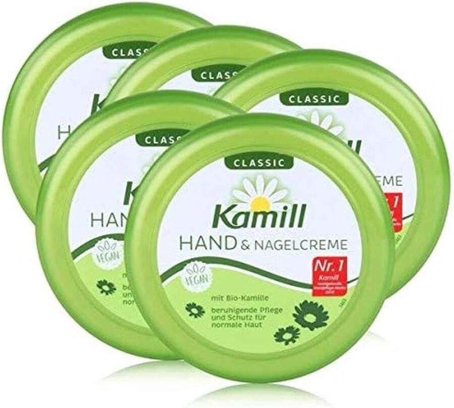 Kamill Voordeelverpakking 5 x 150 ml (5-pack) Hand- en nagelcrème Classic Pot Handcrème met bio e Biologisch Vegan Hand & nail cream jar