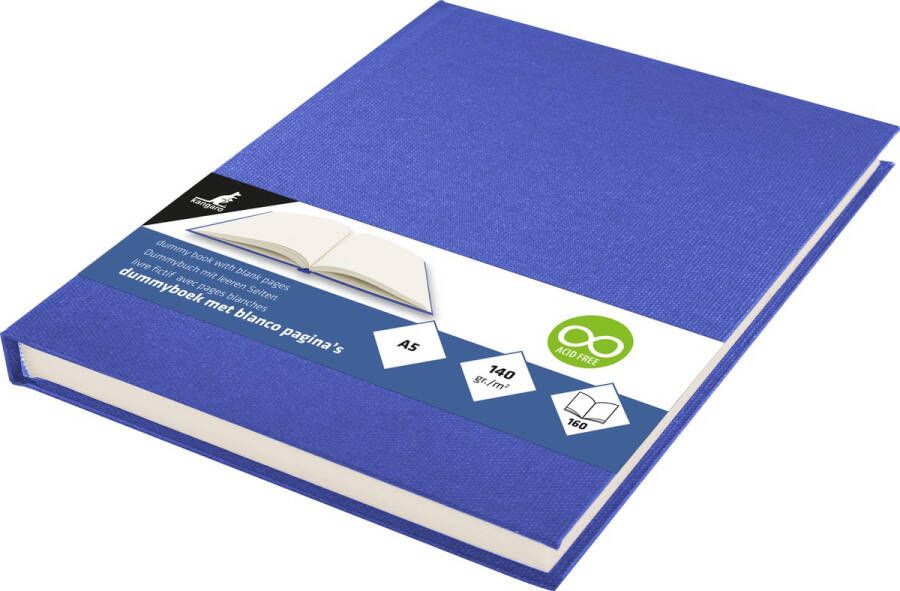 Kangaro dummyboek A5 blauw 160 blanco pagina's hard linnen cover K-5363