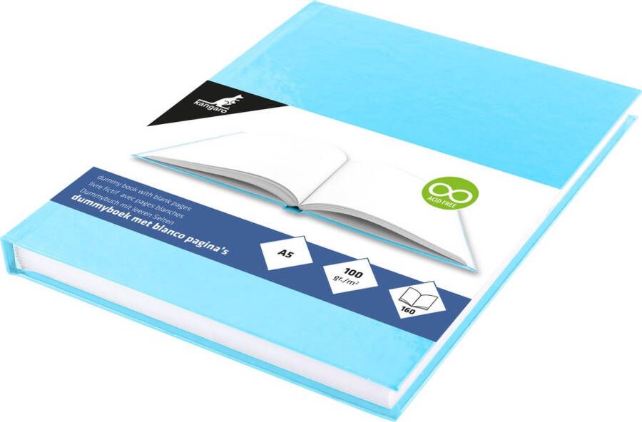 Kangaro dummyboek A5 pastel blauw 160 blanco pagina's hard cover K-5357