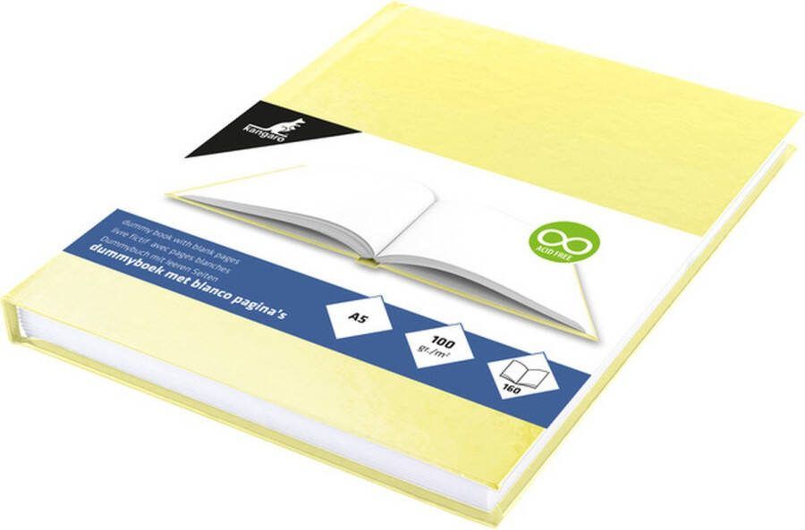Kangaro dummyboek A5 pastel geel 160 blanco pagina's hard cover K-5351