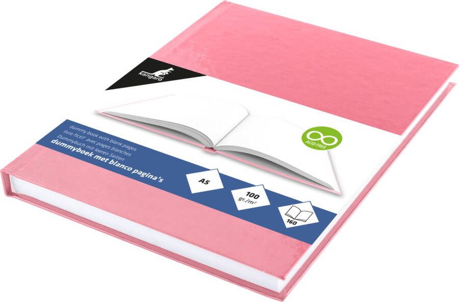 Kangaro dummyboek A5 pastel roze 160 blanco pagina's hard cover K-5353