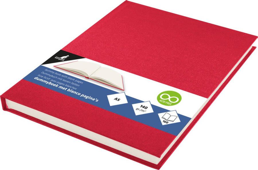Kangaro dummyboek A5 rood 160 blanco pagina's hard linnen cover K-5361