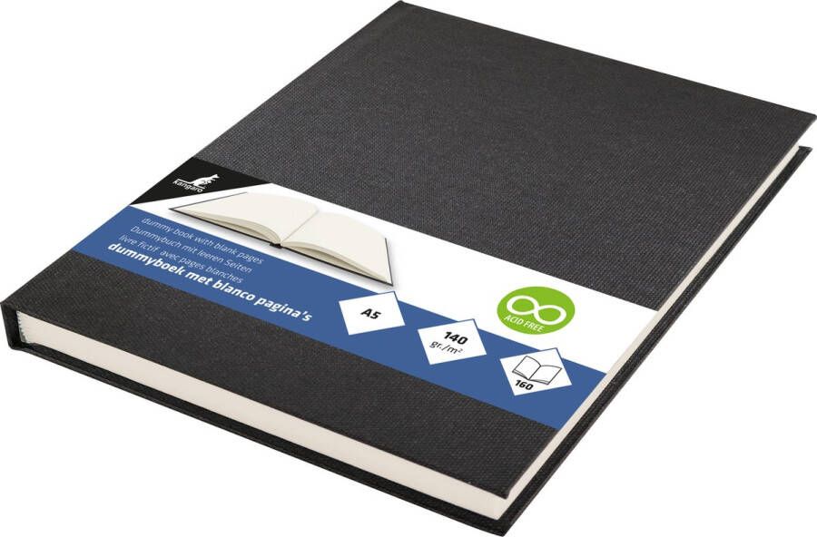 Kangaro Dummyboek A5 zwart 160 blanco pagina's hard linnen cover K-5306