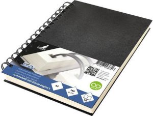 Kangaro dummyboek A5 zwart met spiraal 160 blanco pagina's 140 grams cream papier linnen kaft K-5308