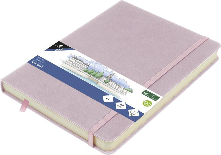 Kangaro schetsboek A5 violet PU hardcover met elastiek en lint K-861223