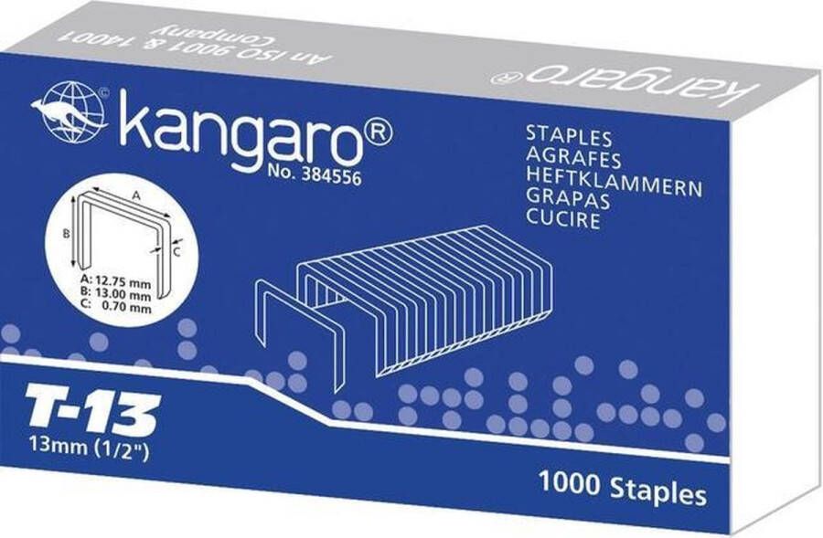 Kangaro nietjes T13 13mm 1000 stuks voor tacker K-7500128