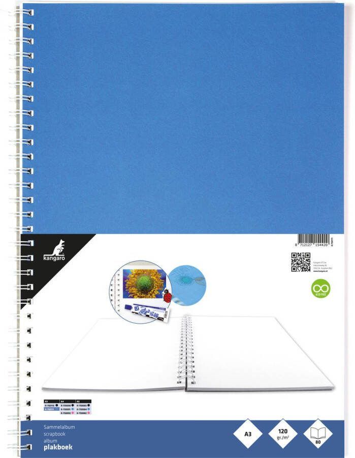 Kangaro plakboek A3 120 grams 80 pagina's blauw K-750111