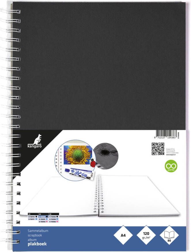 Kangaro plakboek A4+ 120 grams 80 pagina's zwart K-750090