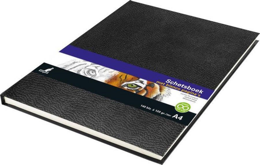 Kangaro schetsboek A4 hardcover slang imprint 140 blanco pagina's 120 grams creme papier K-5321