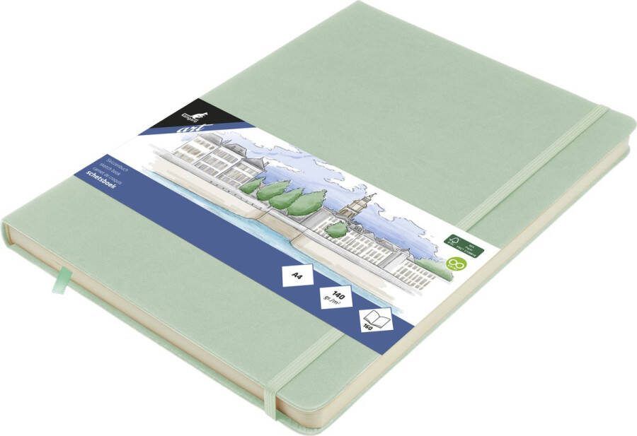 Kangaro schetsboek A4 mint PU hardcover met elastiek en lint K-861244