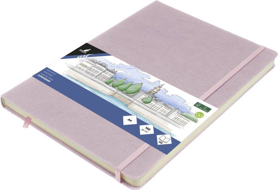 Kangaro schetsboek A4 violet PU hardcover met elastiek en lint K-861243