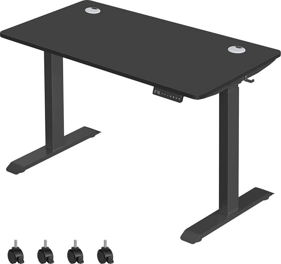 Kantoormeubel Specialist Elektrisch Zit Sta Bureau in hoogte verstelbaar met wielen 120 x 60 cm zwart