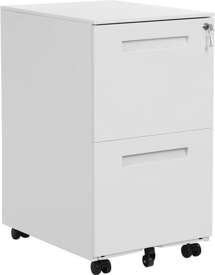 Kantoormeubel Specialist Ladeblok Archiefkast 2 lades Met Wielen en Slot Wit
