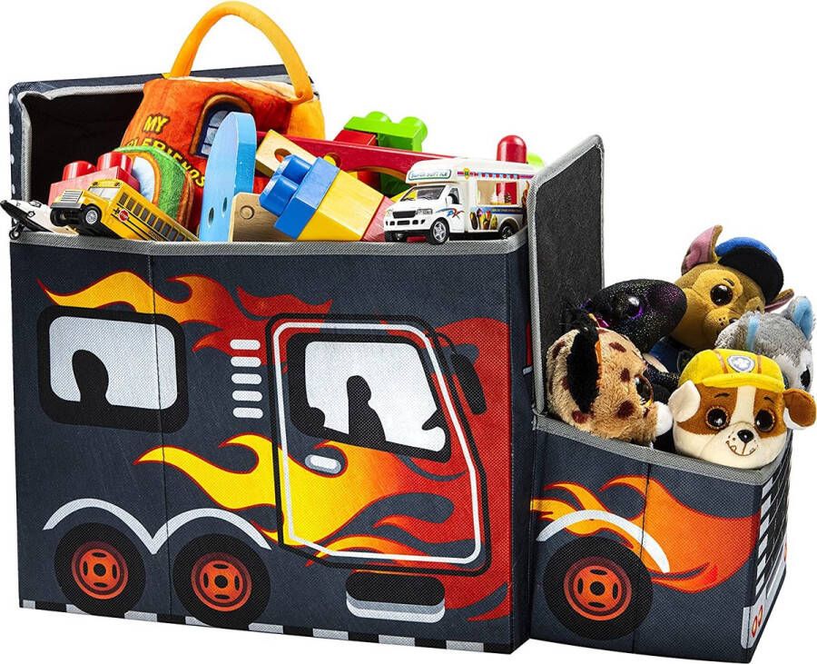 KAP Speelgoeddoos voor jongens Toy Chest Junior Interactieve Light up LED Toy kist Decoratieve Racing Truck opslagbak Speelgoed opslag Opvouwbare opslag speelgoedkist Pop-up Organizer