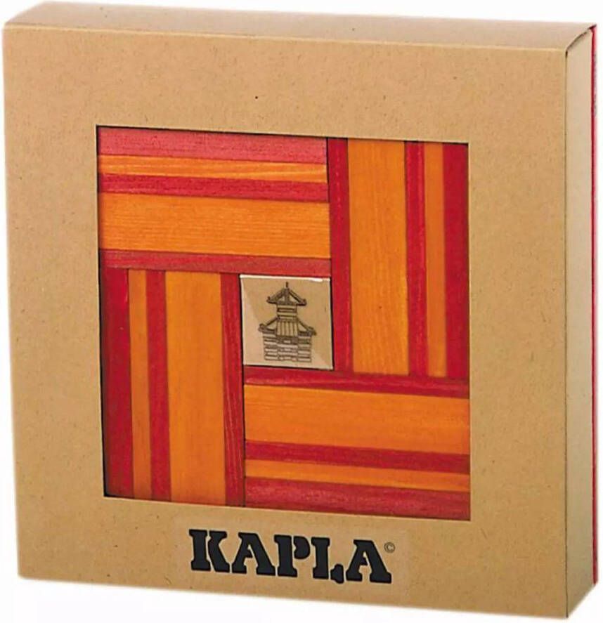 KAPLA Kleur Constructiespeelgoed Rood Oranje 40 Plankjes + Voorbeeldboek