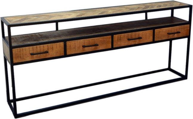 Kapstokfabriek Jax Consoletafel Mangohout Matzwart Staal 180x30x78