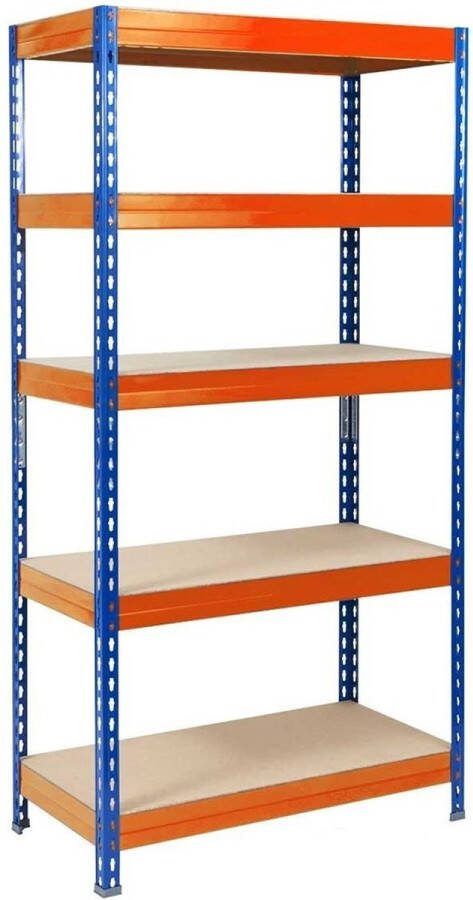 Karatcommercial Stellingkast Opbergrek Grizzly Blauw-Oranje 220 x 120 x 60 cm