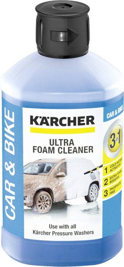 Kärcher Ultra Foam Cleaner RM 615 1 liter reinigingsmiddel Plug 'n Clean Hogedrukreiniger 3-in-1 Fosfaatvrij en materiaalvriendelijk