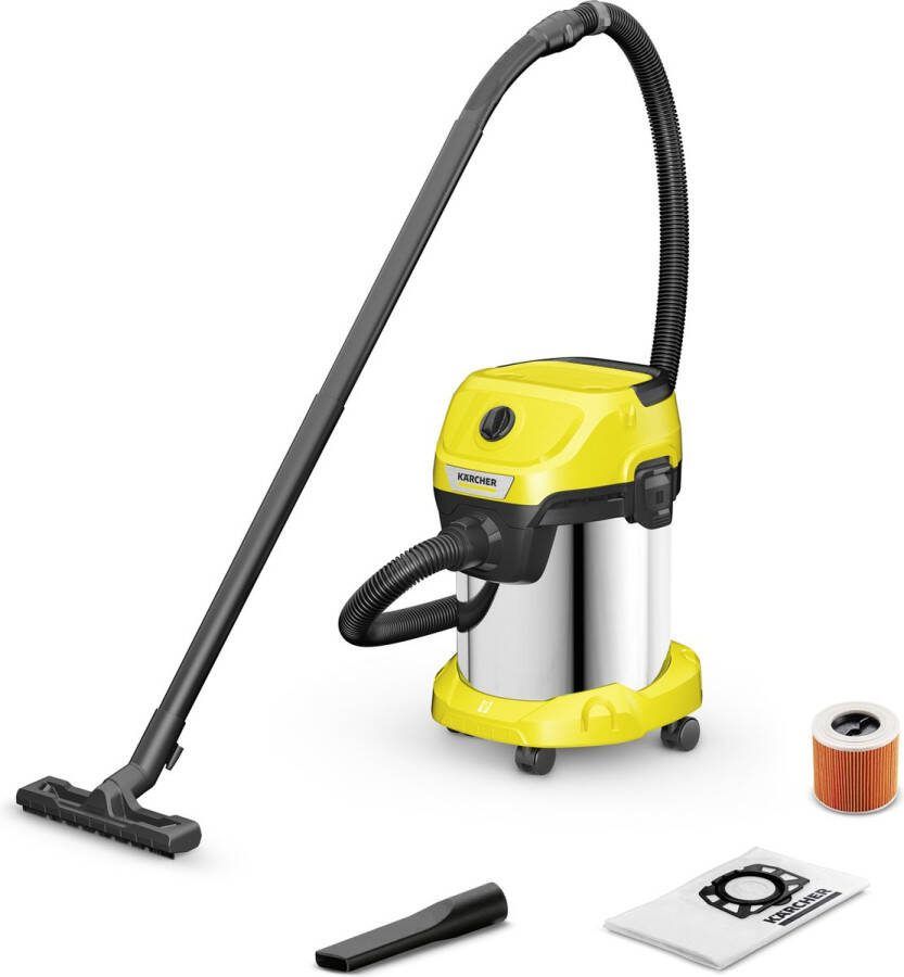 Kärcher WD 3 S V-17 4 20 nat- en droogzuiger 1000W RVS vuilreservoir 17L stroomkabel 4m