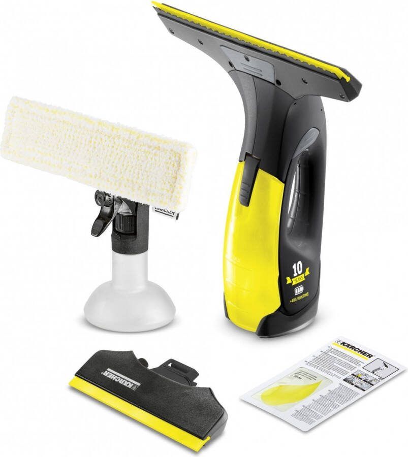 Kärcher WV 2 Premium 10 Years Edition Raamreiniger Looptijd accu 35 min Limited Edition Werkbreedte 170 280 mm Incl. smalle zuigmond sproeiflacon microvezeldoek en reinigingsmiddel