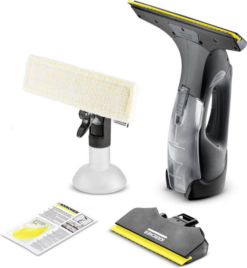 Kärcher WV 5 Plus N Black Edition Ruitenreiniger Looptijd accu 35 min. Verwisselbare accu Werkbreedte 170 280 mm Incl. smalle zuigmond sproeiflacon microvezeldoek en reinigingsmiddelconcentraat