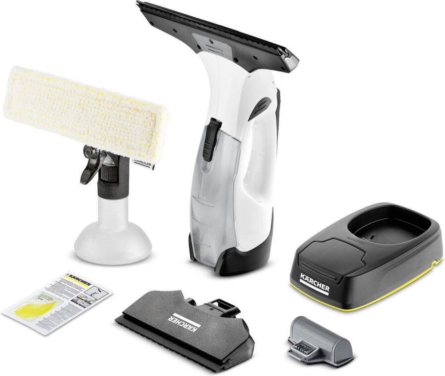 Kärcher WV 5 Plus N Battery Ruitenreiniger Extra verwisselbare accu met laadstation Looptijd accu 35 min. Verwisselbare accu Werkbreedte 170 280 mm Incl. smalle zuigmond sproeiflacon microvezeldoek en reinigingsmiddelconcentraat