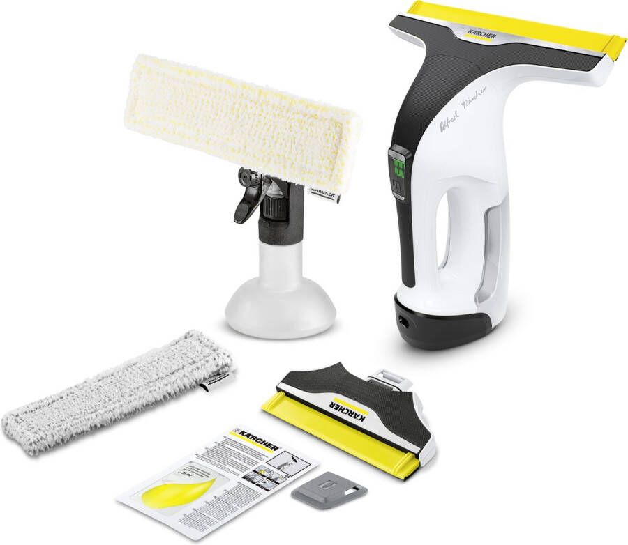 Kärcher WV 7 Signature Line Ruitenreiniger Siliconen zuigstrip LED display Looptijd 100 min. Werkbreedte 170 280 mm Incl. sproeiflacon microvezeldoek indoor & outdoor reinigingsmiddelconcentraat