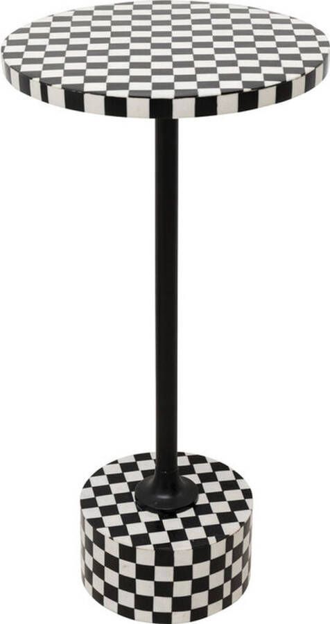 Kare Design Kare Bijzettafel Domero Chess Black White Ø25cm