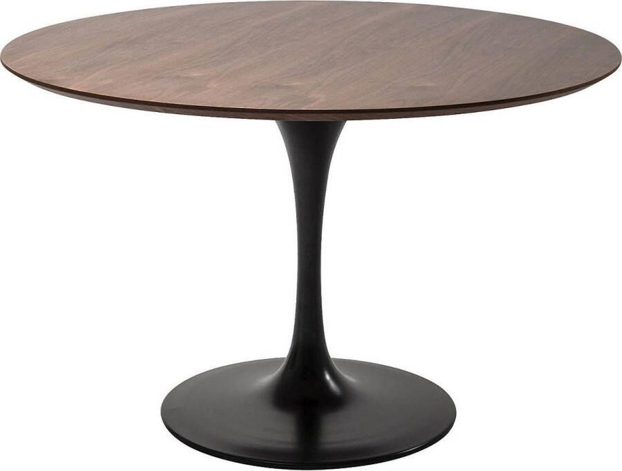 Kare Design SALE Invitation Ronde Eettafel Ø120x76 Tafelblad Walnoot Trompetvoet Zwart