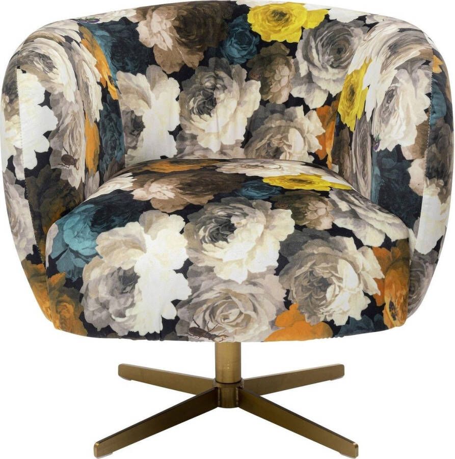 Kare Design Peony Draaibare Fauteuil Bloemenprint Geel