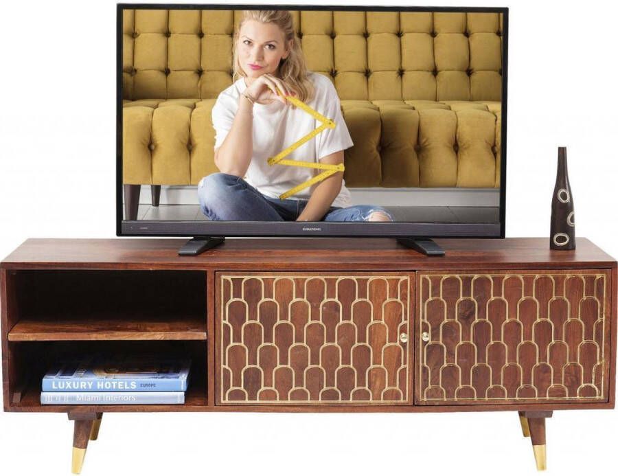Kare Design Muskat TV-Meubel 2-Deurs B140 X D35 X H50 Cm Bruin Mangohout
