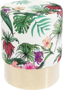 Kare Design Poef Cherry B35 X H42 Cm Stof Jungle Print Messing