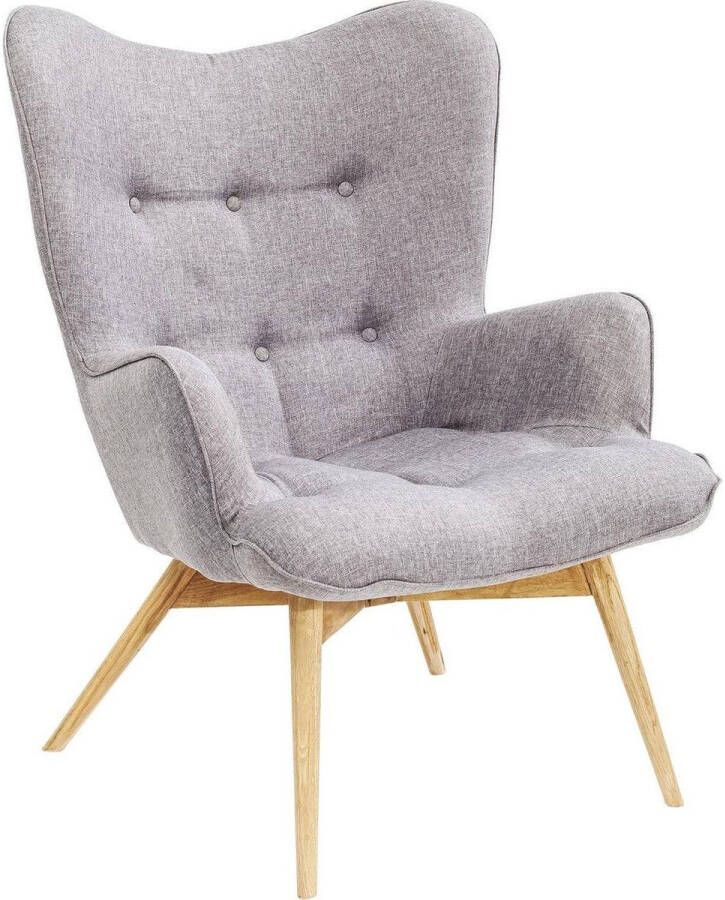 Kare Design Vicky Fauteuil Stof Grijs Beukenhouten Poten