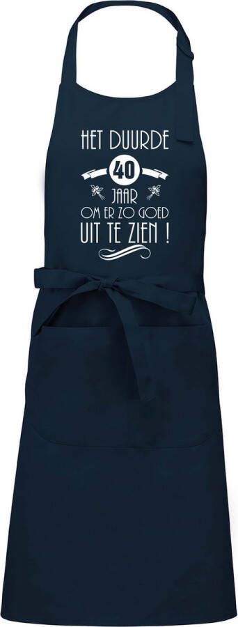 Kariban Luxe cadeauschort tekstschort Keukenschort BBQ schort verjaardag nieuw het duurde 40 jaar unisex navy blauw