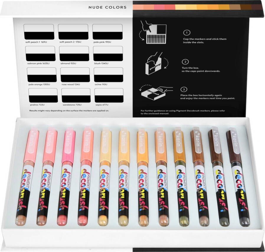 Karin Pigment DecoBrush Acrylmarkers set van 12 Nude Colors