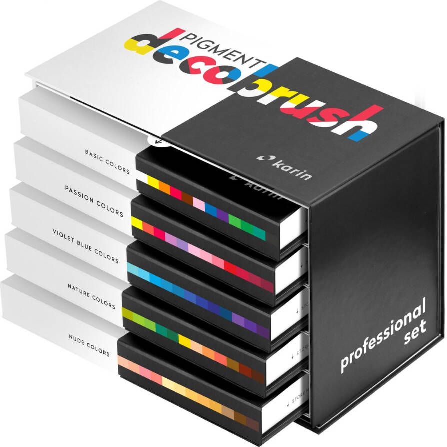 Karin Pigment DecoBrush Acrylmarkers set van 60 Professional Colors