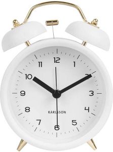 Karlsson Alarm Clock Classic Bell Wekker 10 cm Wit met Goud
