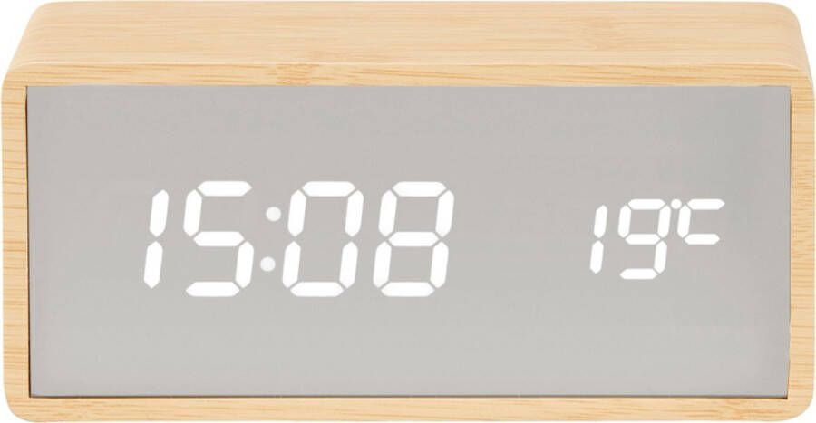 Karlsson Alarm clock Silver Mirror LED light wood veneer