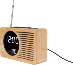 Karlsson Alarmklok Retro Radio Bamboe