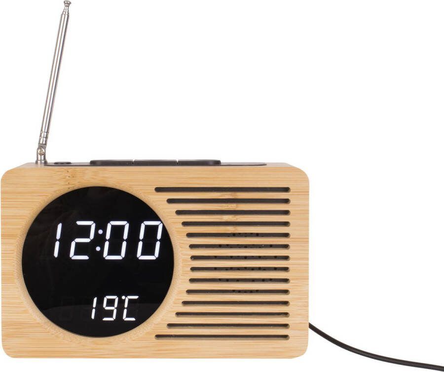Karlsson Wekker Retro Radio Bamboo Bamboe