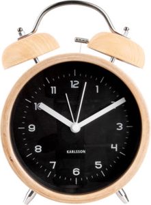Karlsson Alarm clock Classic Bell wood w. black dial BOX32