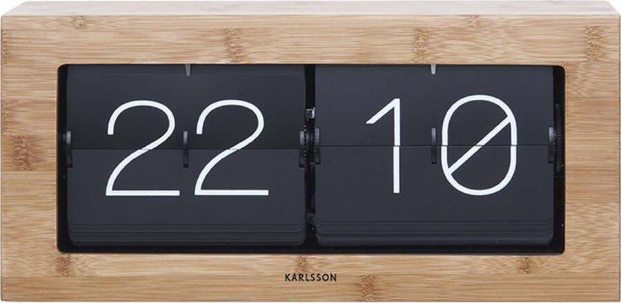 Karlsson Flip clock Boxed Tafelklok Bamboo 9x17 5x37cm Naturel