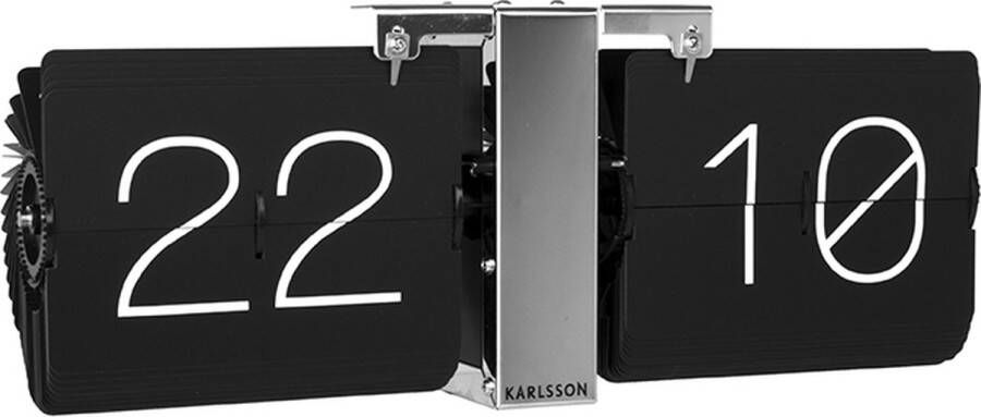 Karlsson Flip clock No Case Tafelklok Metaal 8 5x14x36cm Zwart