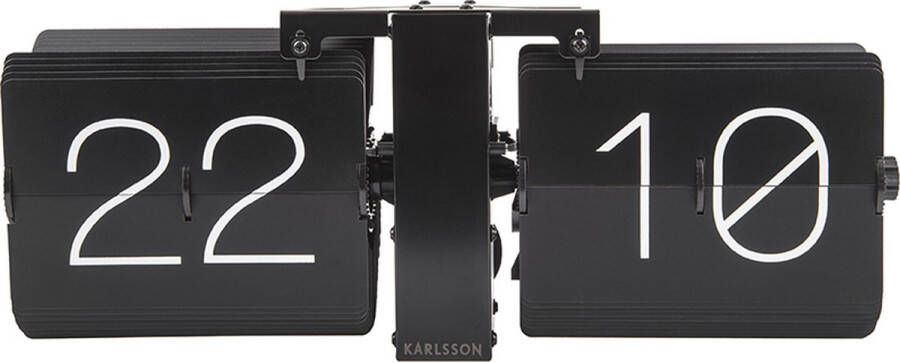 Karlsson tafelklok Flip 36 x 8 5 x 14 cm chroom zwart