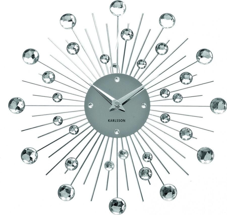 Karlsson Sunburst Medium Klok Rond Metal Plastic Ø30 cm Grijs